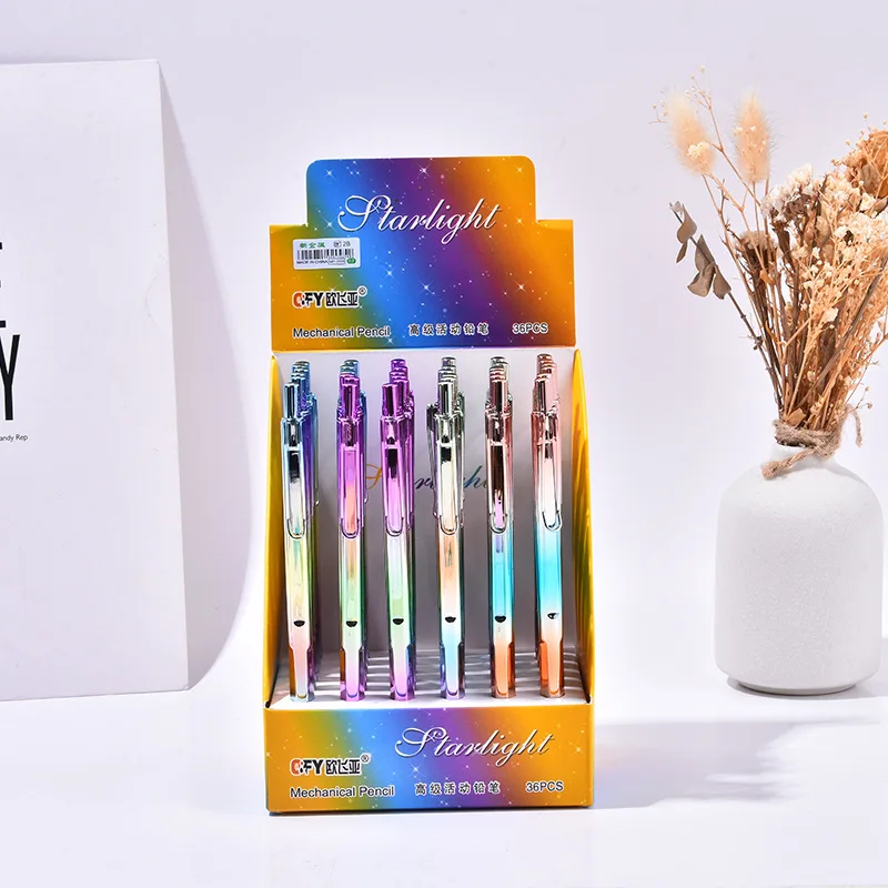

36 pcs/lot Fashion Gradient Mechanical Pencil Cute 0.5/0.7MM Student Automatic Pen For Kids Gift School Office Supplies