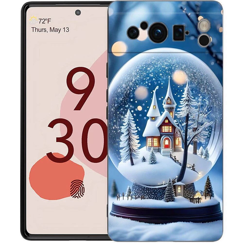 Christmas Graphic Printed Shockproof Black Silicone Phone Case