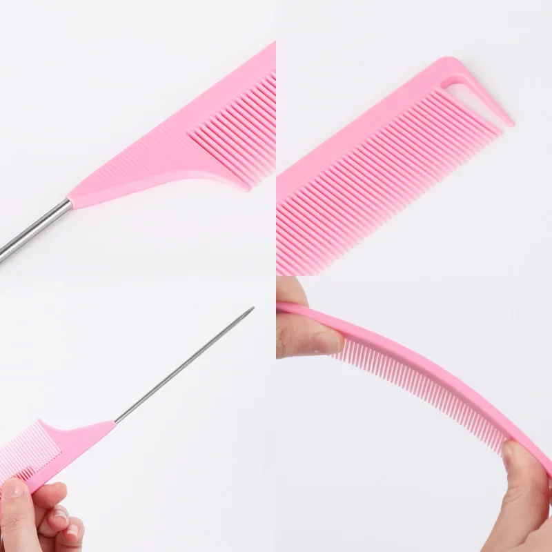 3pcs Hair Styling Comb Set Teasing Hair Brush Triple Teasing Comb Rat Tail Combs Edge Brush Hair Tail Tools Braid Tool Loop