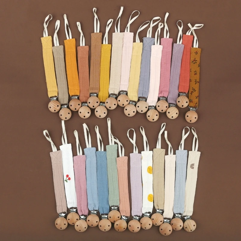 

3pcs Cute Cotton Wooden Pacifier Clip for Baby Girl Boy Soother Chain Holder Babies Newborn Teething Toy Shower Gift