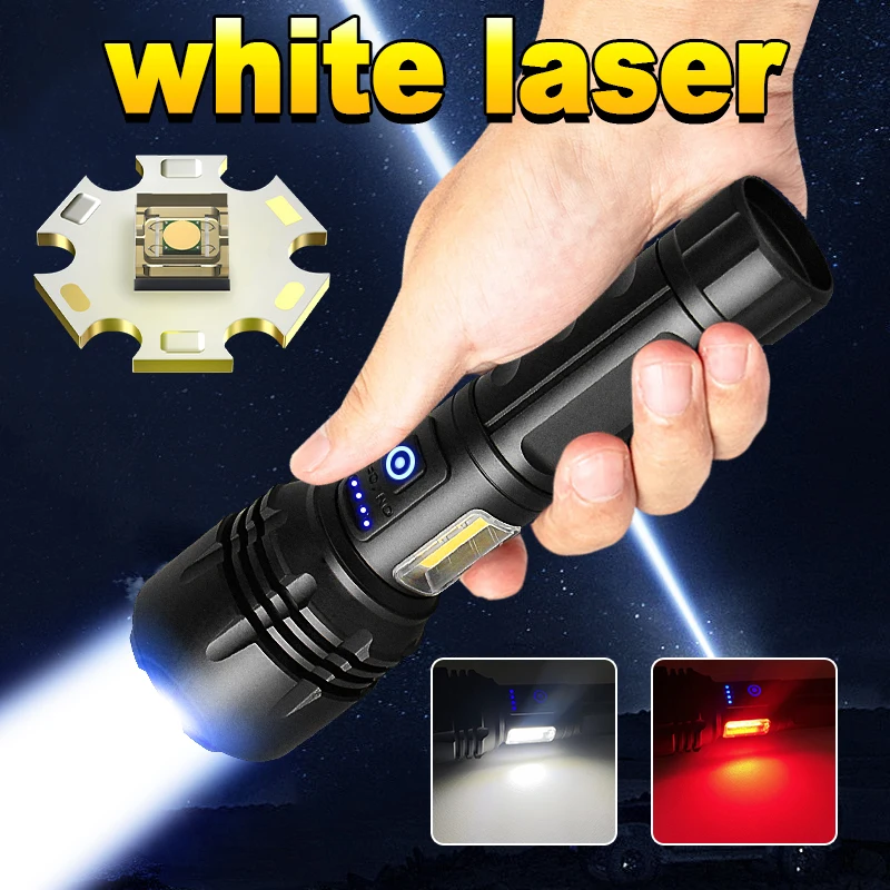 De andere dag Specialiteit kapitalisme Super Wit Laser Led Zaklamp Hoge Krachtige Torch Usb Oplaadbare Flash Light  18650 Waterdicht Zoomable Jacht Cob Lantaarn - AliExpress