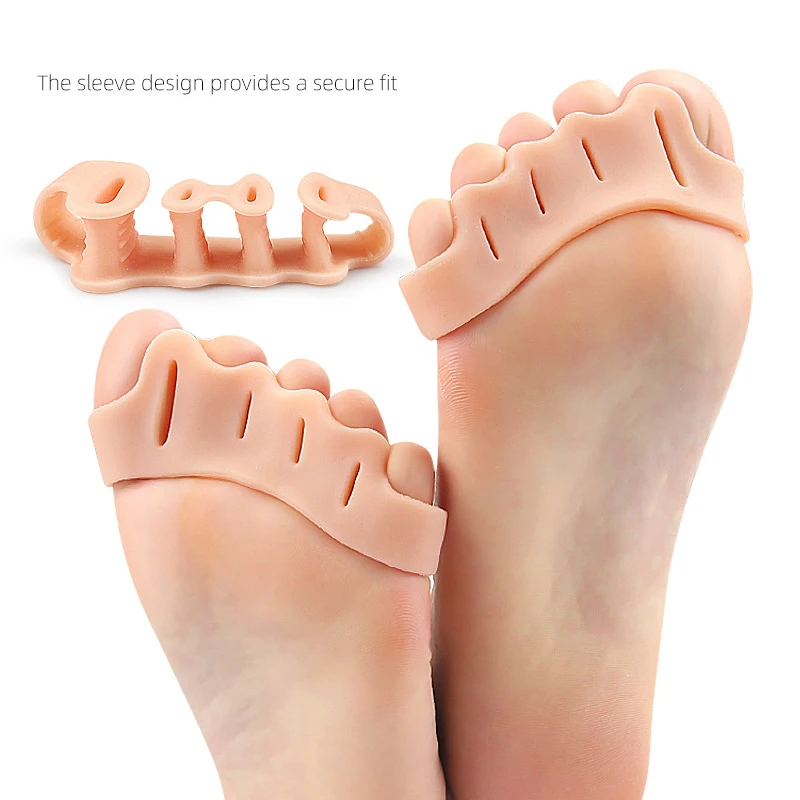 4pieces=2pairs Gel Hammer Toe Corrector Splitter Foot Care Silicone Bunion Pain Relieve Orthosis Hallux Valgus Protector Pads