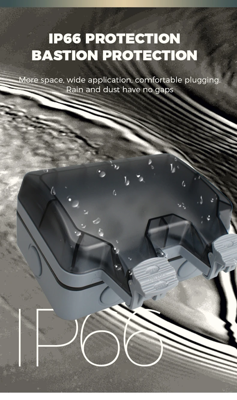 Description Picture 3 of itemAvoir IP66 Waterproof Dustproof Power Socket 146 Type Dual French Standard Plugs Outdoor Electrical Outlet With Usb Charger Port