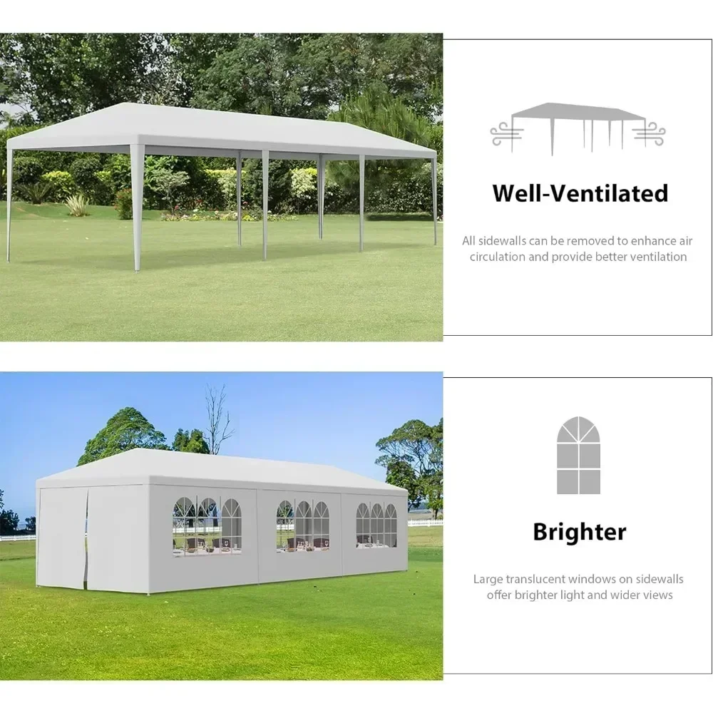 Outdoor Canopy Tent Patio Camping Gazebo Shelter 10'x30' Cater Party Wedding BBQ Removable Sidewalls Events Tent