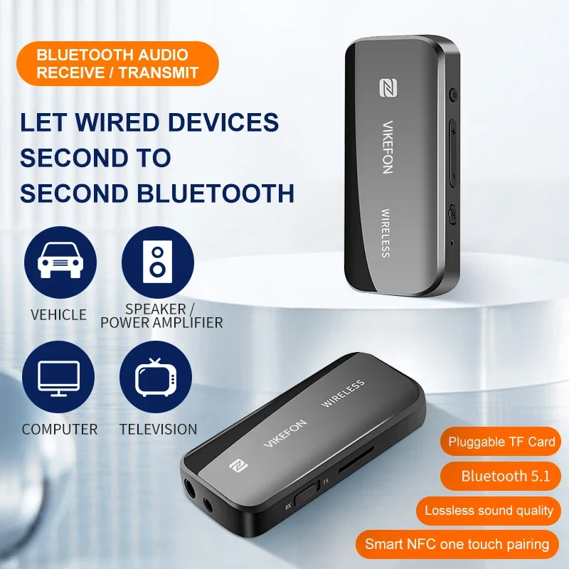 Bluetooth Adapter Bluetooth Audio Receiver Bluetooth Transceiver Adapter Audio Adapter Bluetooth Aux Adaptor Bluetooth 5.1 Audio Receiver Transmitter Aux Wireless Airplane NFC TF Card 3.5mm Jack Handsfree For TV PC Speaker Car