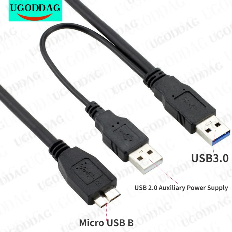 USB 3.0 Male To Micro USB 3 Y Cable with Extra Power USB3.0 Male To Micro USB3.0 B Adapter Cable For HDD Hard Drive USB Adapter