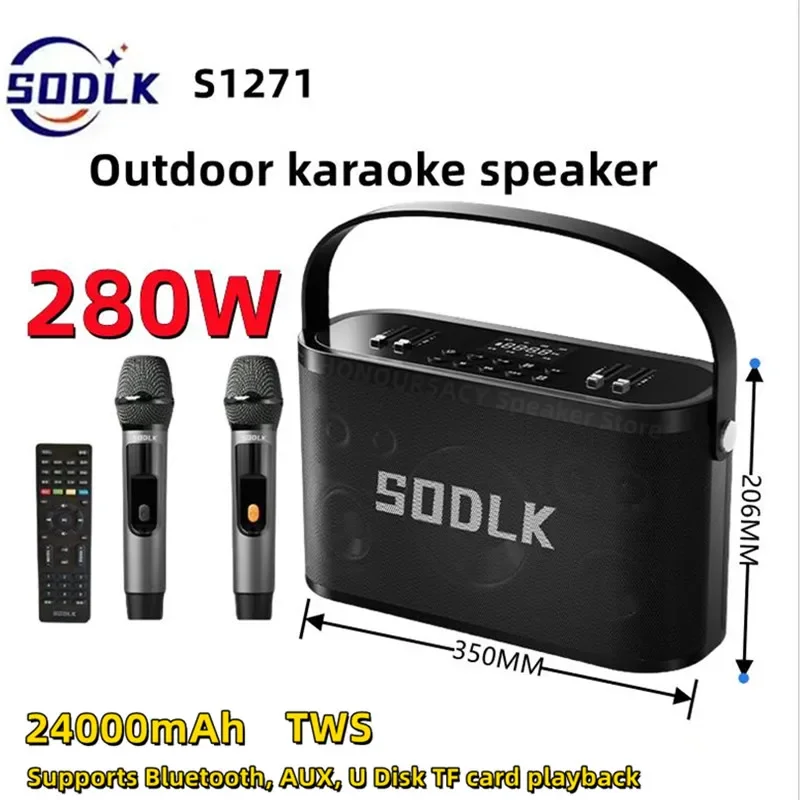 

SODLK S1271 Eq Heavy Bass Portable 280W High Power Wireless Mic Blue Tooth Outdoor Home Singing Hifi Sound Quality Speaker