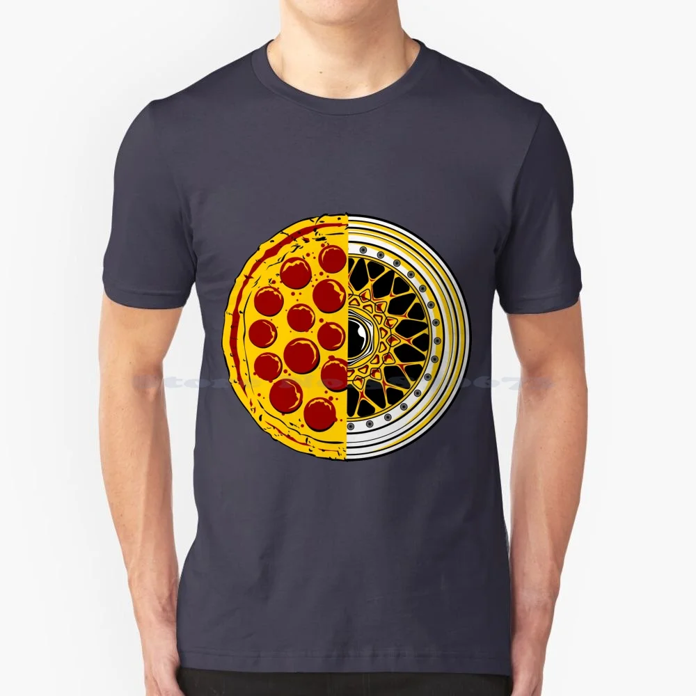 Pizza Bbs T Shirt 100% Cotone Tee Automotive Cars Racing Jdm Turbo Drift Drag Tenance Sbloccato Motorsport Pizza Bbs Wheels