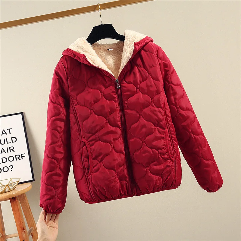 Women's Loose Short Fleece Thickened Sherpa Hooded Jacket