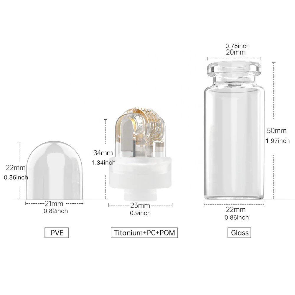 64Pins Roller Titanium Gold Tips Needle Serum Applicator Sterile Disposable Packaged Reusable Bottle No Liquid derma roller