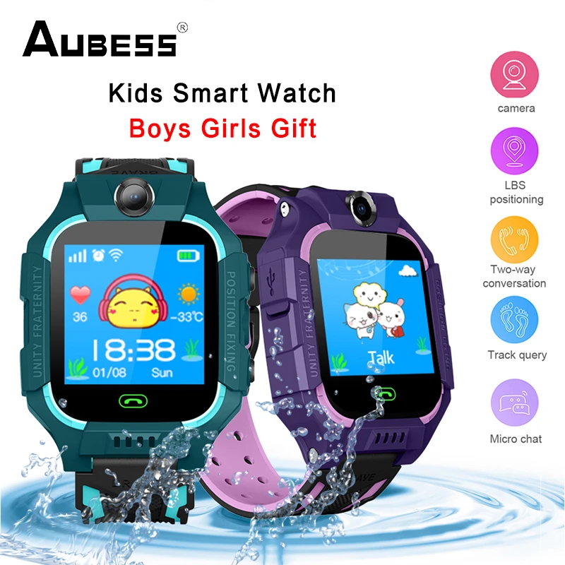Aubess Kids Smart Watch Sim Card SOS Call Phone Smartwatch For Children  Photo Waterproof Camera Location Tracker Boys Girls Gift| | - AliExpress
