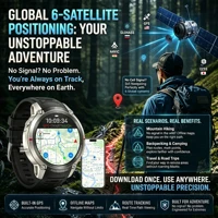 Montre connectée GPS de haute précision 2026 avec cartes hors ligne, boussole, suivi, étanche 5ATM, bracelet intelligent tactique pour homme, cadeau 3