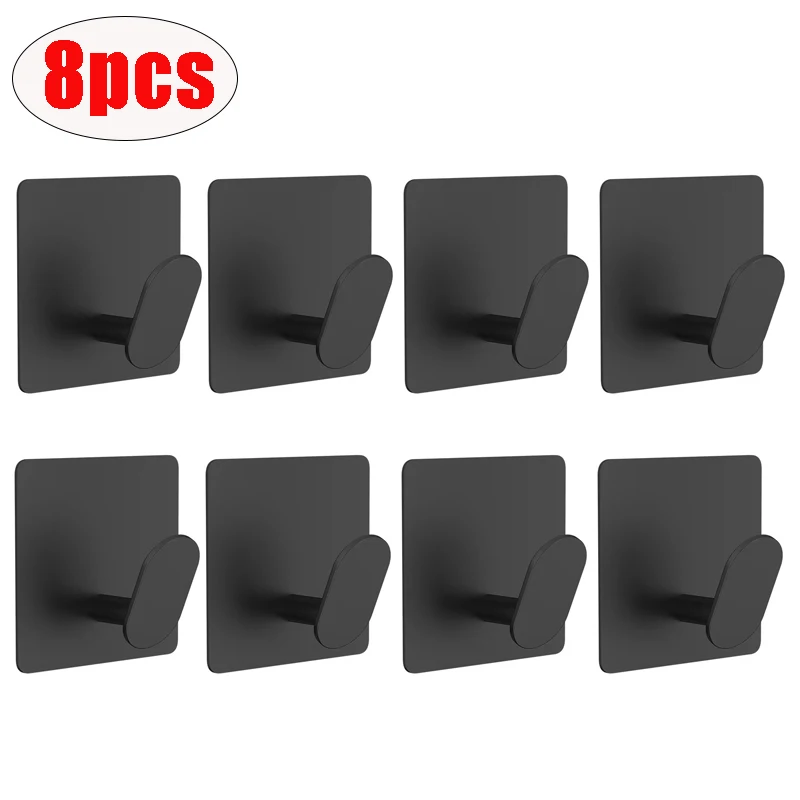 Stainless Steel Adhesive Wall Hooks - Multi-Purpose Bathroom and Kitchen Towel Holders