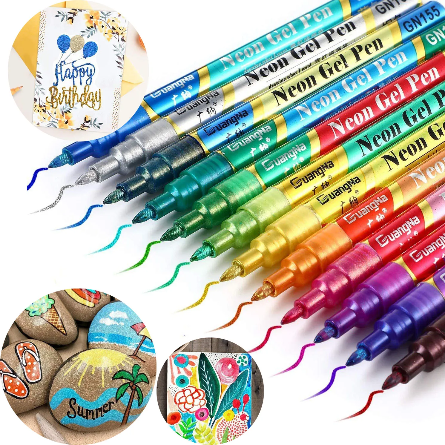 Brand DIY Neon Metallic Glitter Pen for Journal Scrapbook Diary