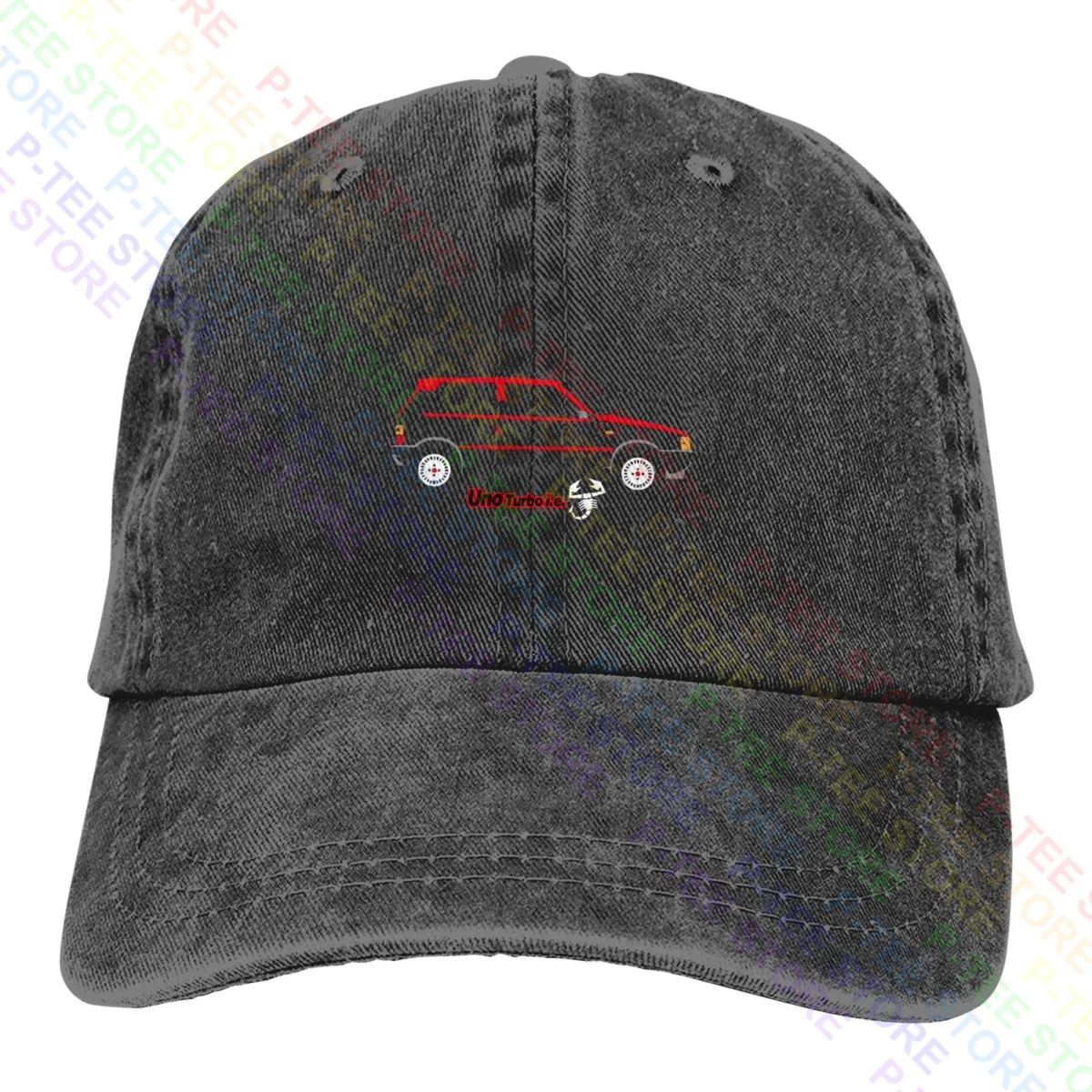 Fiat Uno Turbo Ie Berretto Da Baseball In Denim Lavato Cappellino Trucker Style Splicing