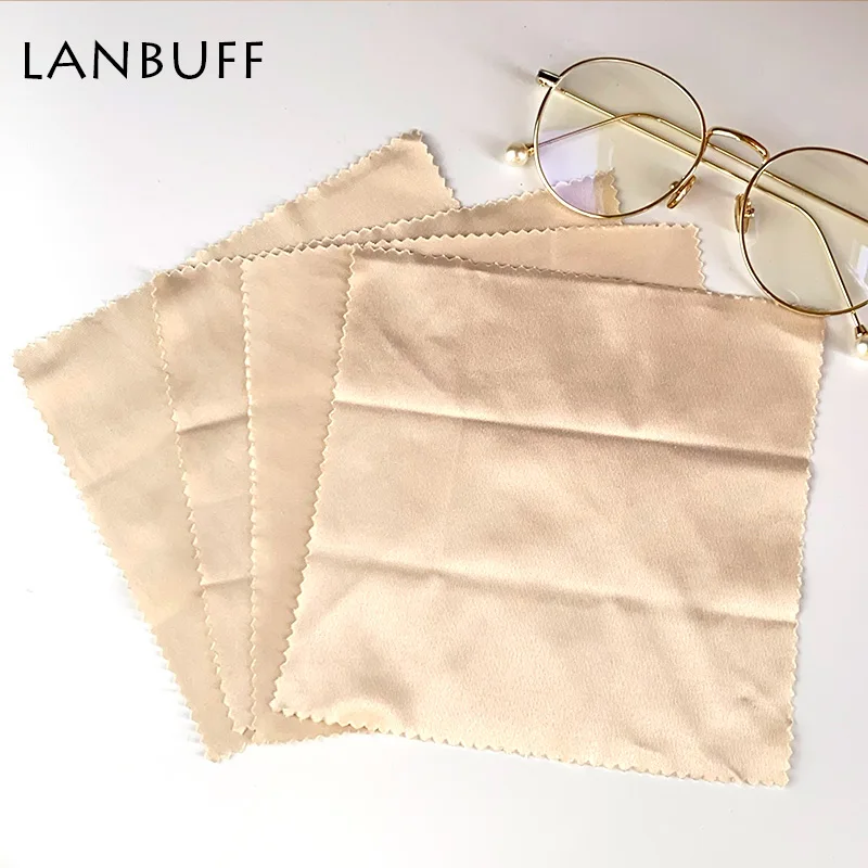 LANBO-100 개 150x150mm 개별 포장 카키색 마이크로파이버 안경 클리닝 천 렌즈 휴대폰 스크린 클리닝 물티슈, 란보