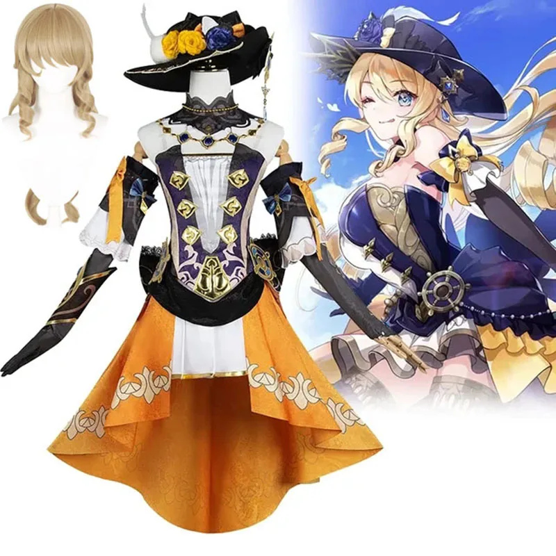 

Genshin Impact Navia Cosplay Costume Wig Hat Set Women Dress Uniform Halloween Party for Girls