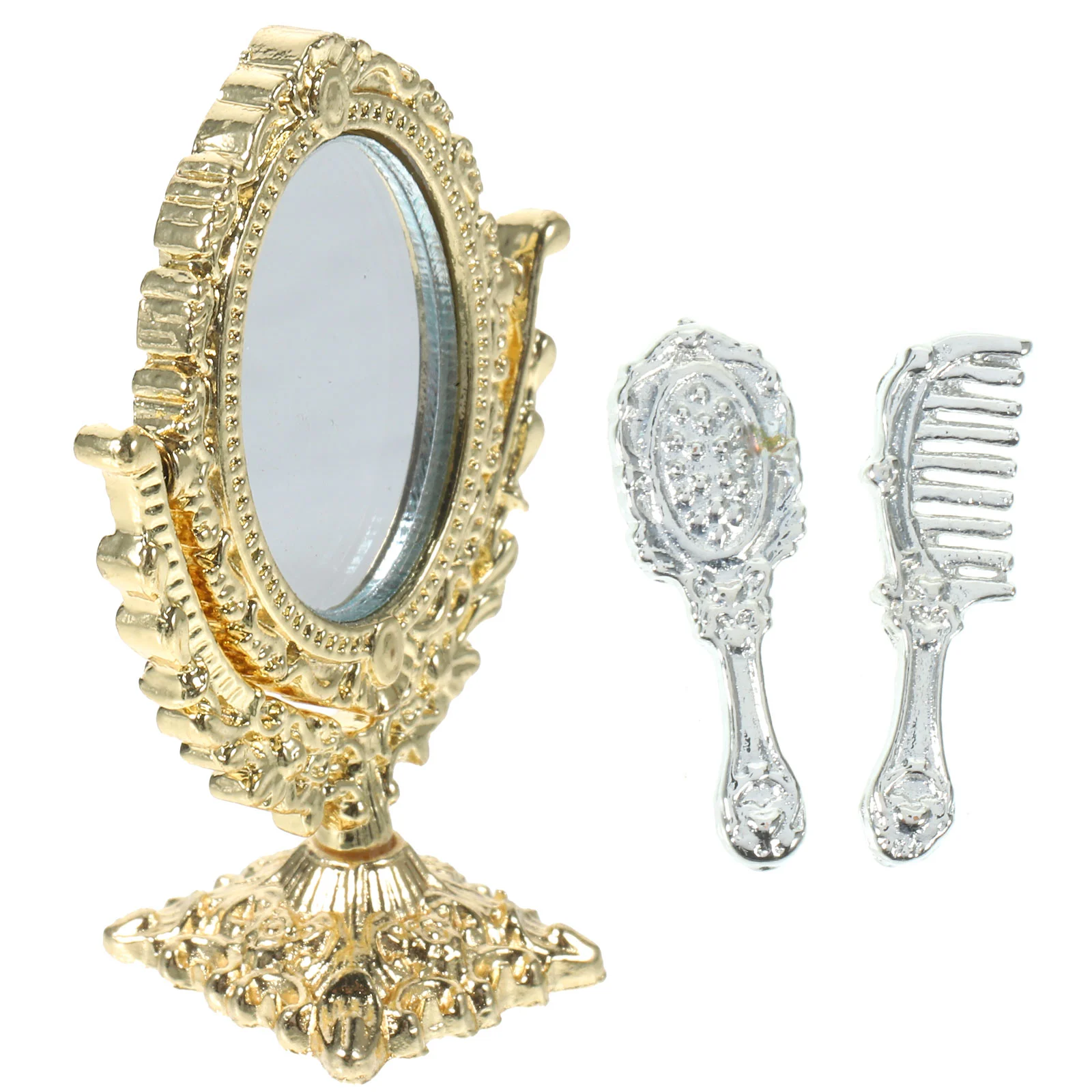 

1 Set of House Mirror Retro Style Mini Mirror Mini House Makeup Small Mirror With Comb