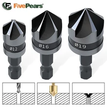 FivePears 카운터 싱크 드릴 비트 3Pcs, 모따기 90 °, 목재/플라스틱/알루미늄 합금에 적합, 목공 도구 카운터 싱크