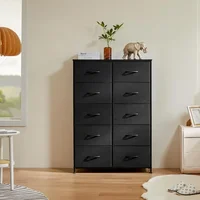 Dresser for Bedroom, Tall Storage Drawers, Fabric Storage Tower with 10 Drawers, Chest of Drawers with Fabric Bins, Sturdy Metal 1