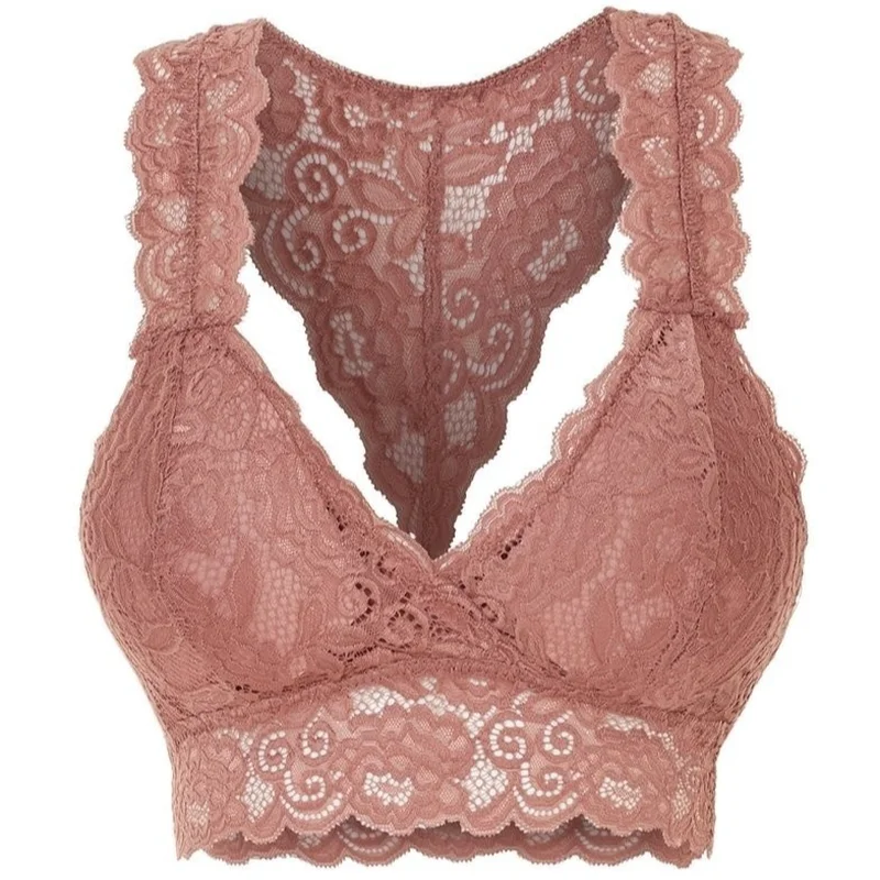 Elegant Pink Lace Racerback Bralette