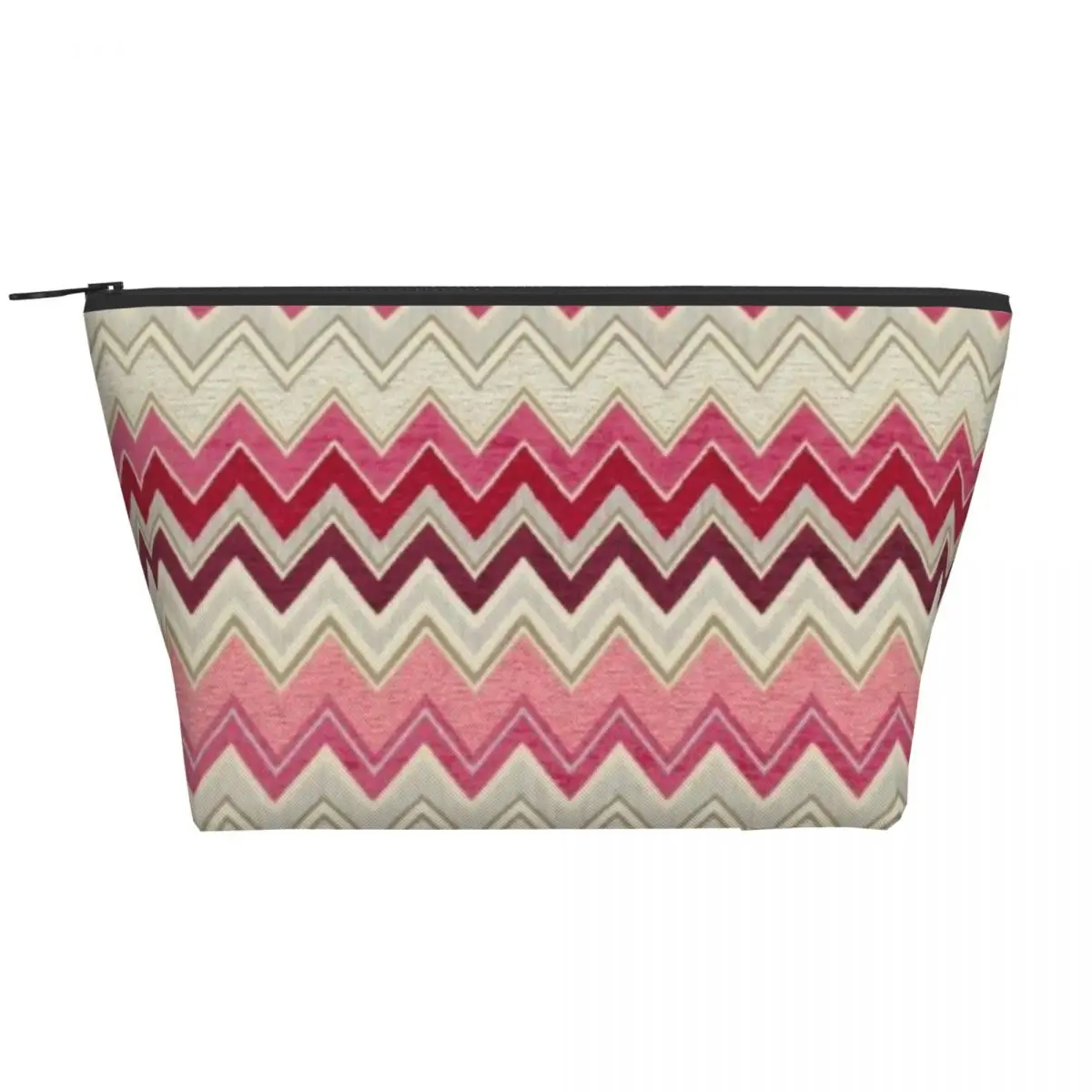 Custom Chic Modern Home Zig Zag Travel Cosmetic Bag for Women Geometric Toiletry Makeup
