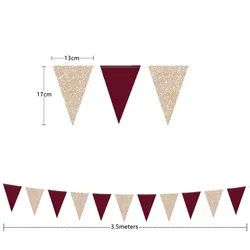 Elegant Burgundy and Rose Gold Celebration Banners - Premium Party Decorations - 4set 14meter (Burgundy Rose Gold)