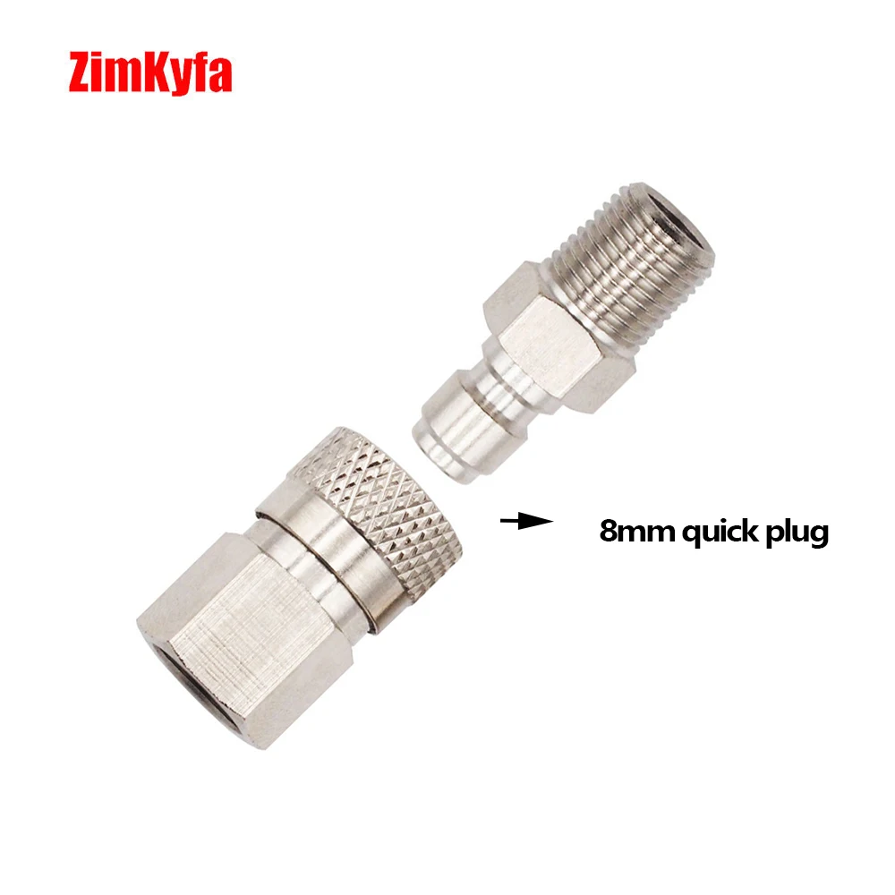 SS High Pressure 3000psi/350Bar 8mm Quick Connect Release Disconnect Coupler Fitting Male & Female Kits 1/8 NPT Threads