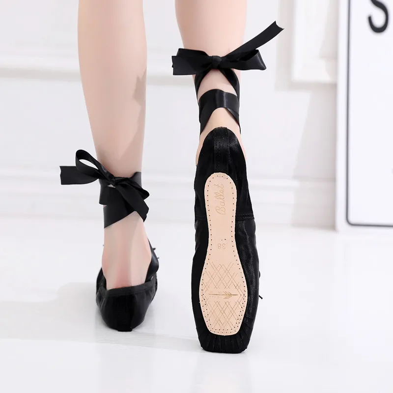 Professional Ballet Pointe Ribbon Pink Black Red Satin Ballerina Shoes With Cotton Silicone Toe Pad For Dancing 3