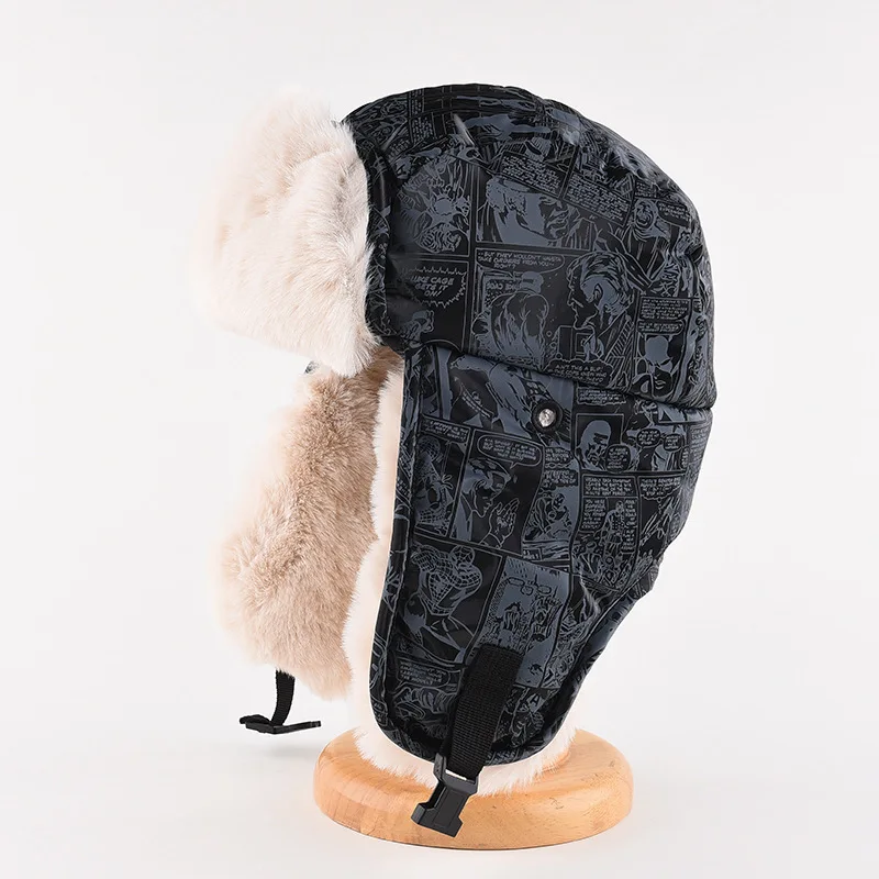 

Мужская и женская зимняя утепленная термошапка-ушанка с Граффити стиль локомотив Манга