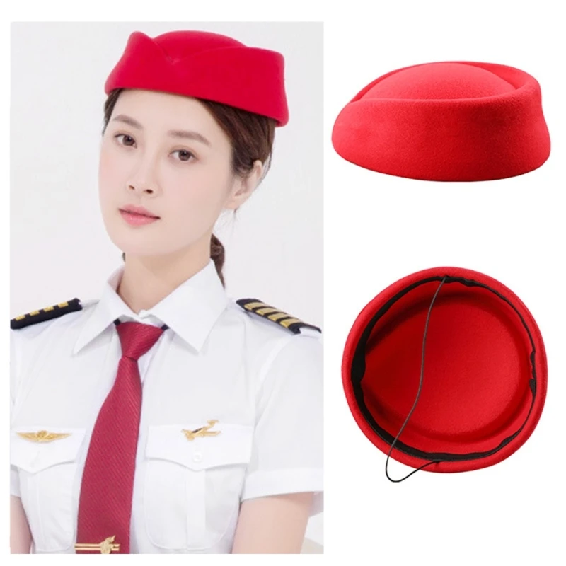 Fashion Hat Beret Hat Caps Airline Stewardess Flight Attendant Vintage Looking Hat Uniform Stewardess Pillbox Teardrop