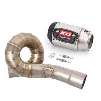 51MM For Kawasaki ZX6R ZX636 2009-2023 Motorcycle Exhaust Muffler Pipe Tail Escape Mid Tube Titanium Alloy Without DB Killer