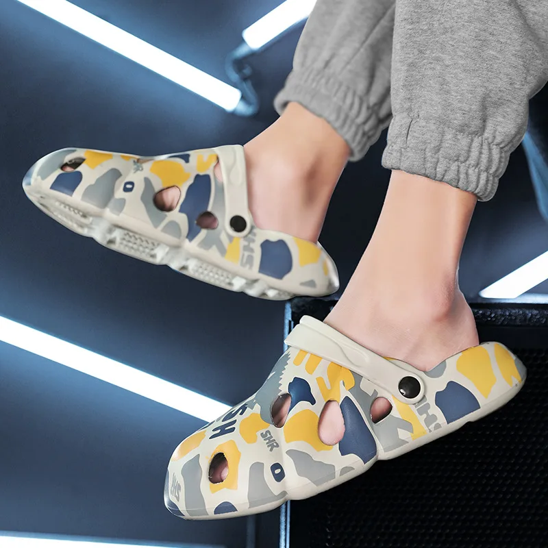 

Men's Summer Sandals Fashion Mixed Color Light Non-slip Beach Slippers Thick Bottom Vacation Shoes Sandalias De Exterior