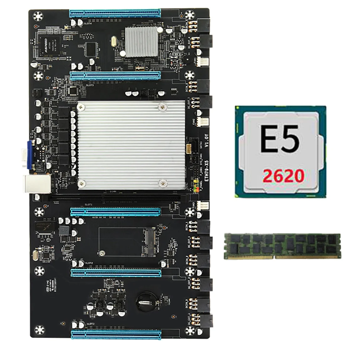 Семейная материнская плата для майнинга BTC с процессором E5 2620 + 16 ГБ DDR3 ОЗУ H61 LGA2011 65