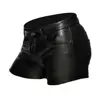Men Faux Leather Shorts Faux Leather Men's Party Club Mini Shorts with Zipper Closure Pockets in Solid Color Soft Button for A 1