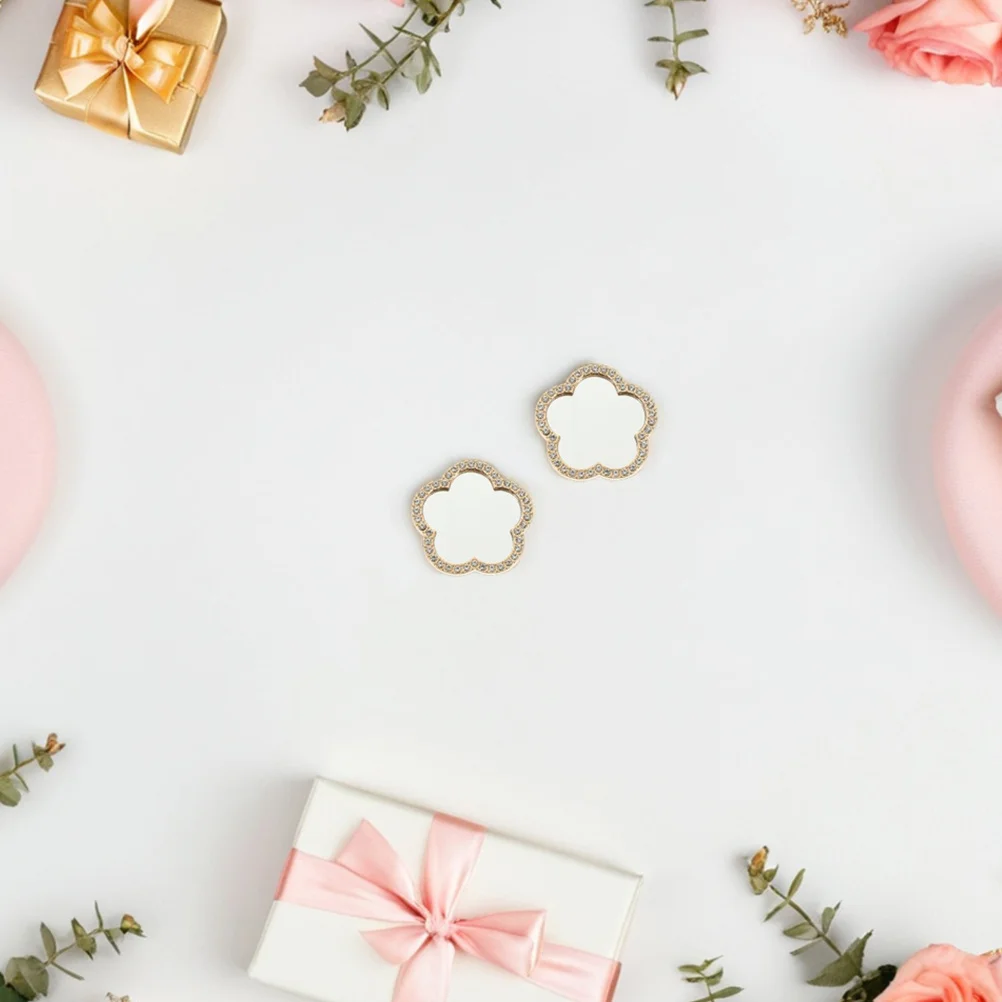 5개 미니 메이크업 거울 꽃무늬 휴대용 컴팩트 지갑 거울 휴대폰 카메라 반사 여성용 손거울