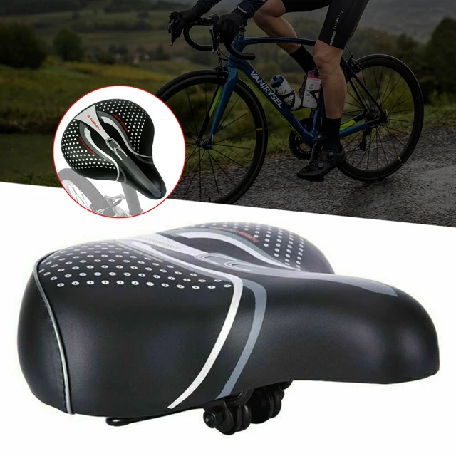Selle De Vélo Confort Femme/homme – Large, Mousse Mémoire, Réflecteur, Bleu