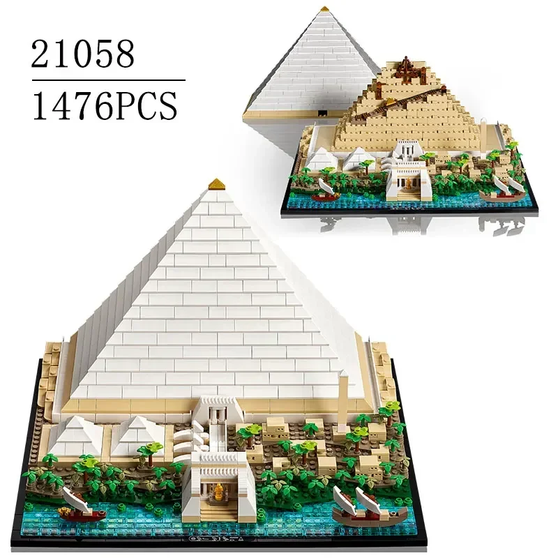 

2024 New Classic 21058 The Great Pyramid of Giza Model City Architecture Street View Building Blocks Set DIY Assembled Toys Gift