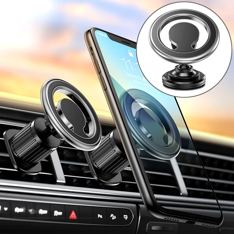 Support de téléphone magnétique pour voiture, compatible avec MagSafe, support de téléphone portable, clip d'aération, iPhone 12, 13, Pro, Max Mini