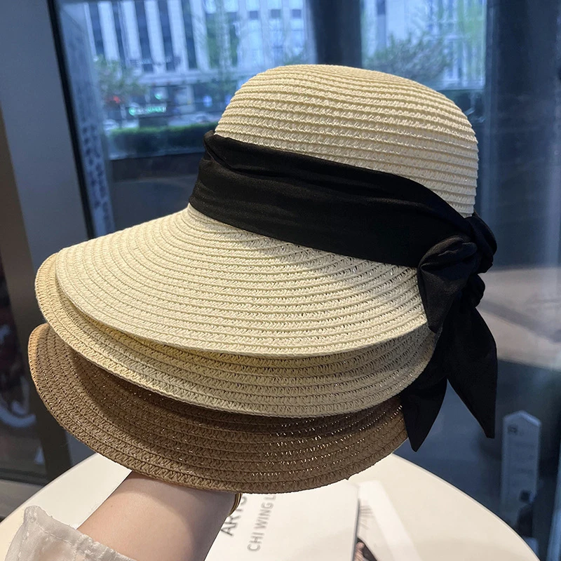 Summer Beach Sunshade Straw Hat Women's Beach Vacation Sunscreen Hat Big Brim Straw Knitted