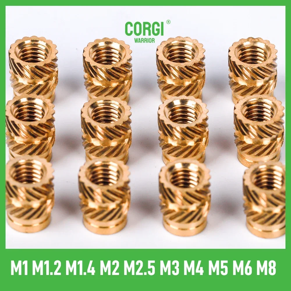 Hot Melt Knurled Thread Brass Insert Nut M1/M1.2/M1.4/M2/M2.5/M3/M4/M5/M6/M8 Female Threaded Embedment 100/10 PCS