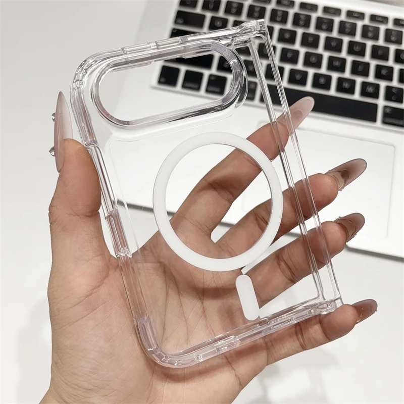 Crystal Clear Magnetic Phone Case with Shockproof Protection and Wireless Charging Compatibility