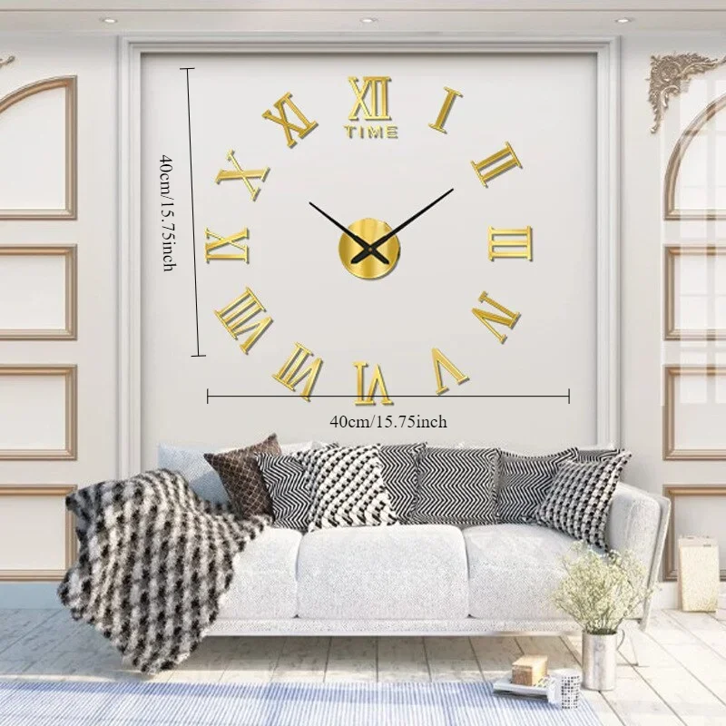 3D Acrylic Digital Wall Clock Roman Numerals Design Mirror Wall Clock Fashion Large Round DIY Self Adhesive Clocks wall clock digital wall clock