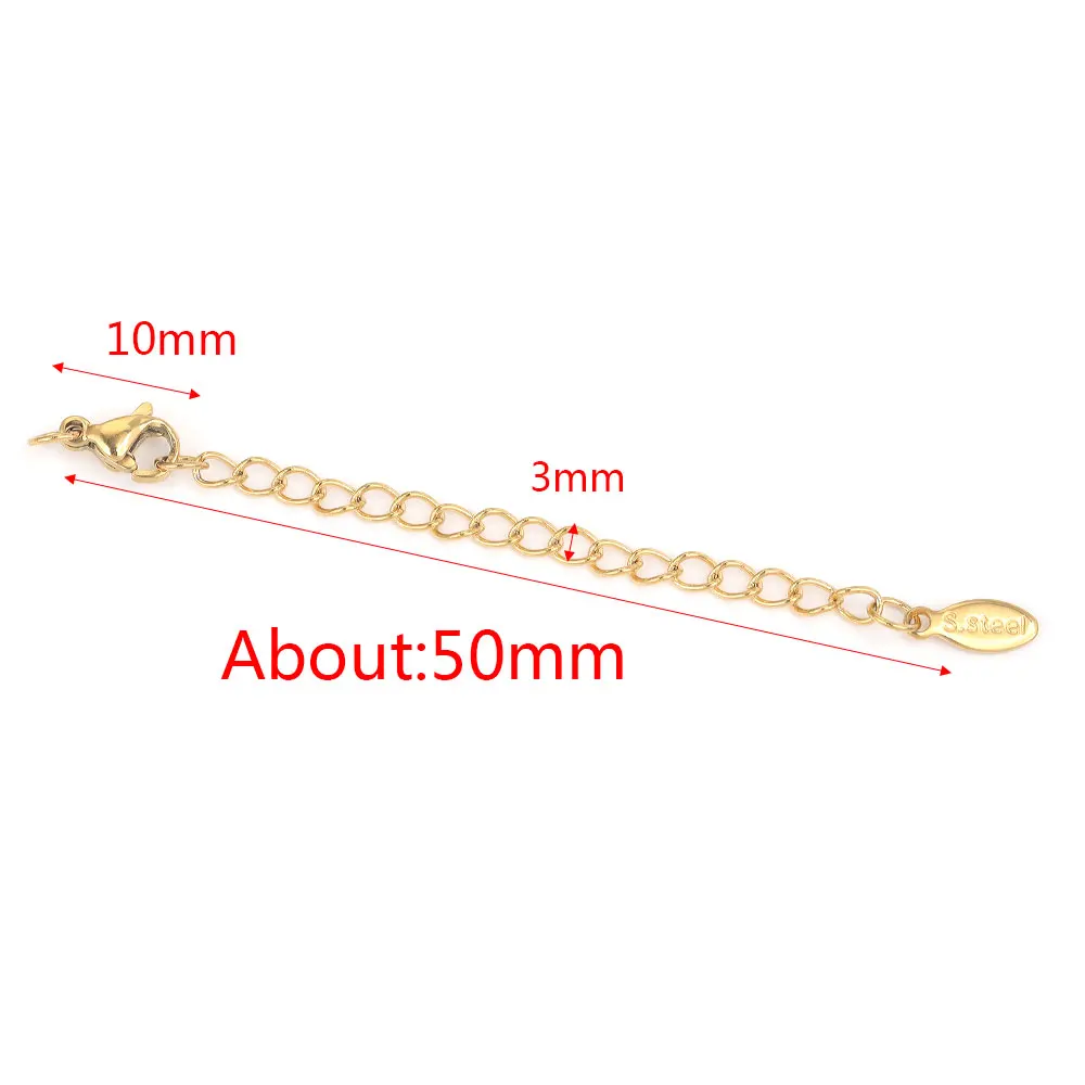 10 stücke Erweiterung Schwanz Kette Mit Hummer Haken DIY Schmuck, Die Entdeckungen Edelstahl Erweitert Schwanz Ketten – Detail 15