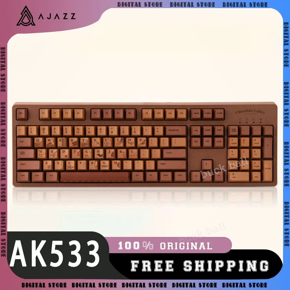 

AJAZZ AK533 Mechanical Keyboard 104 Keys PBT Keyboard Cap Wired Gamer Keyboard Hot Swap Esports Gamer Keyboards for Office Gift