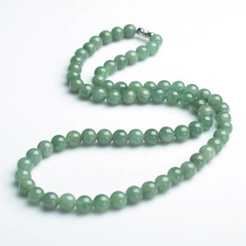 

Natural Myanmar a-Level Jade Ice Waxy Kinds Oil Green round Beads Women's Necklace Fine Gifts Wholesale