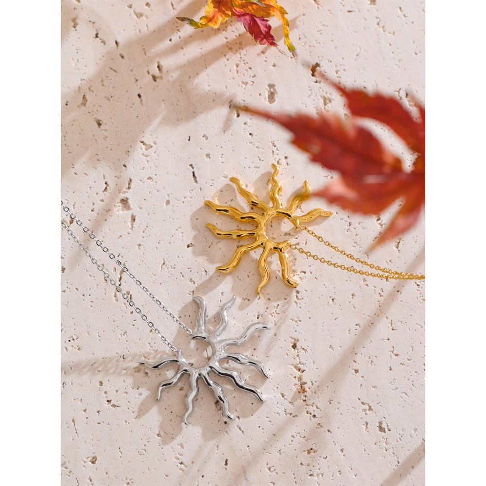 Yhpup Pendant Necklace Stainless Steel Sun Pendant