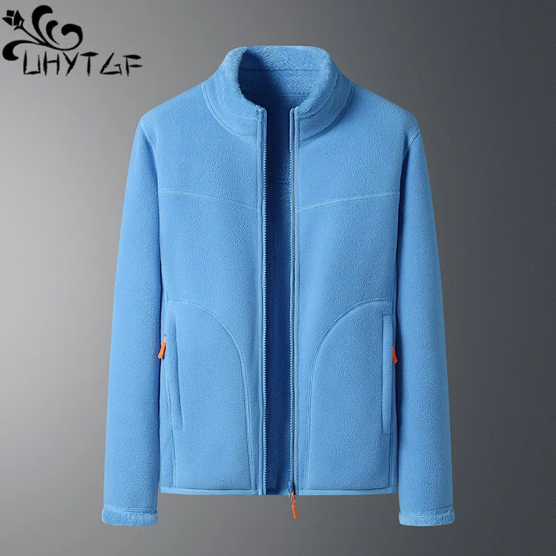 

UHYTGF 5XL Couple Jacket Women Polar Fleece Wear Both Sides Casual Warm Autumn Winter Coat Female New In Outerwears Chaqueta 239