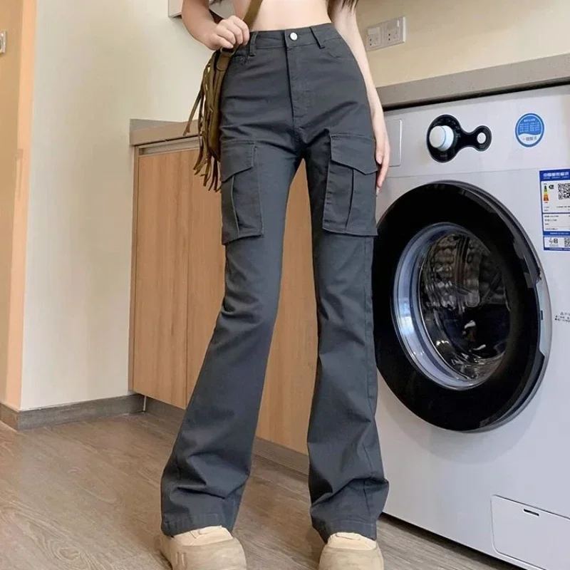 

Pants for Woman with Pockets Women's Jeans Cargo High Waist Shot Hippie Streetwear 2024 Fashion Trousers A Fitted Z Pant Baggy R