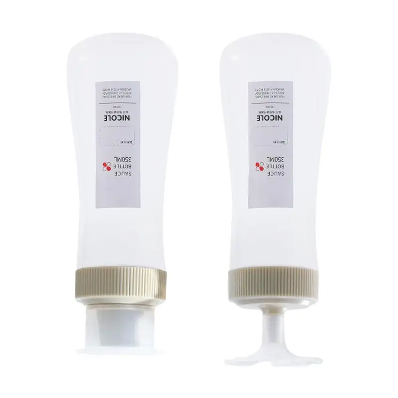 Condiment Squeeze Bottles 350ml Sauces Seasoning Container Bottle Condiment Squeeze Bottle With Lid And Scale For Ketchup Salad